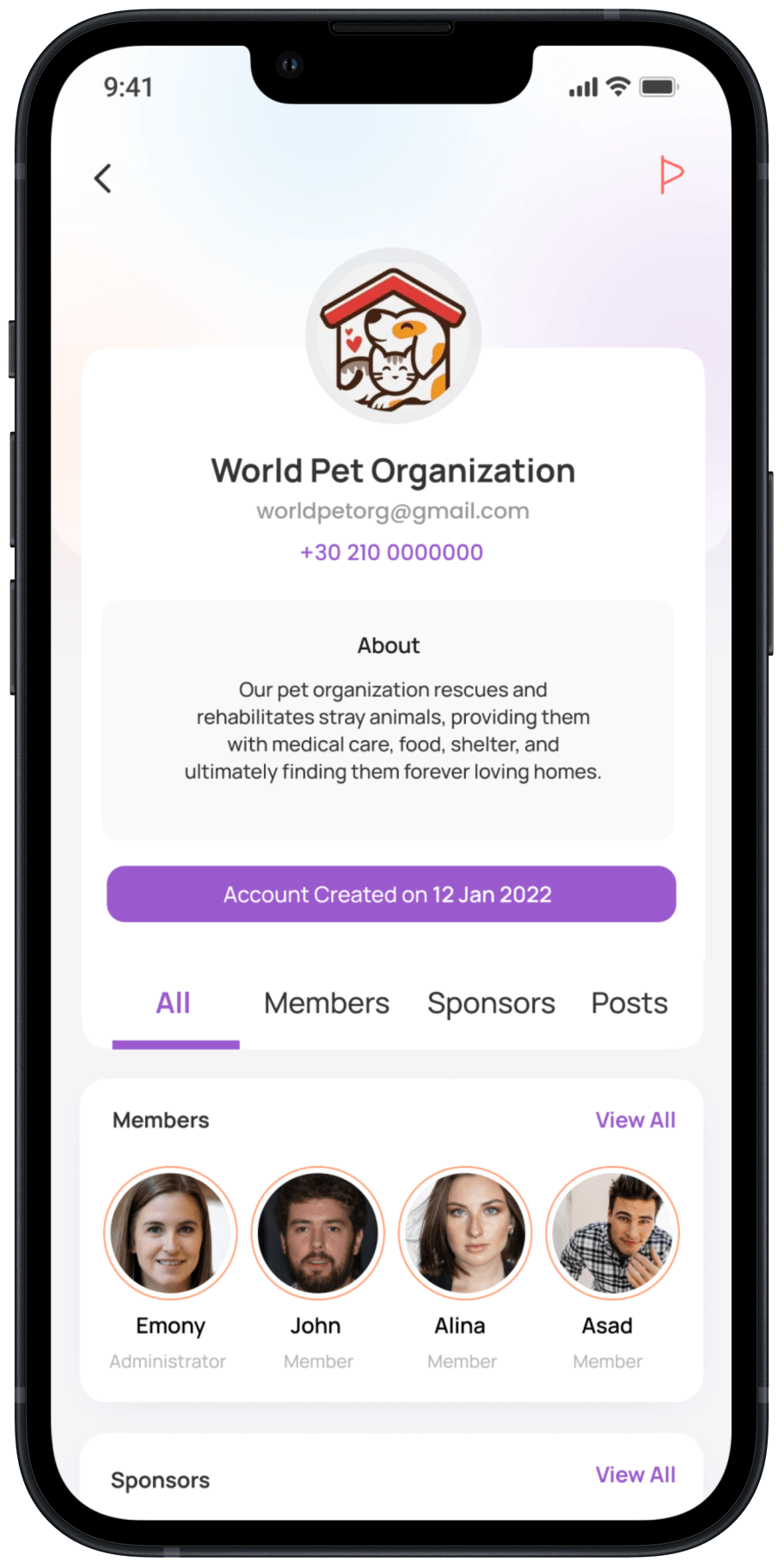 Kuddly's create organization page